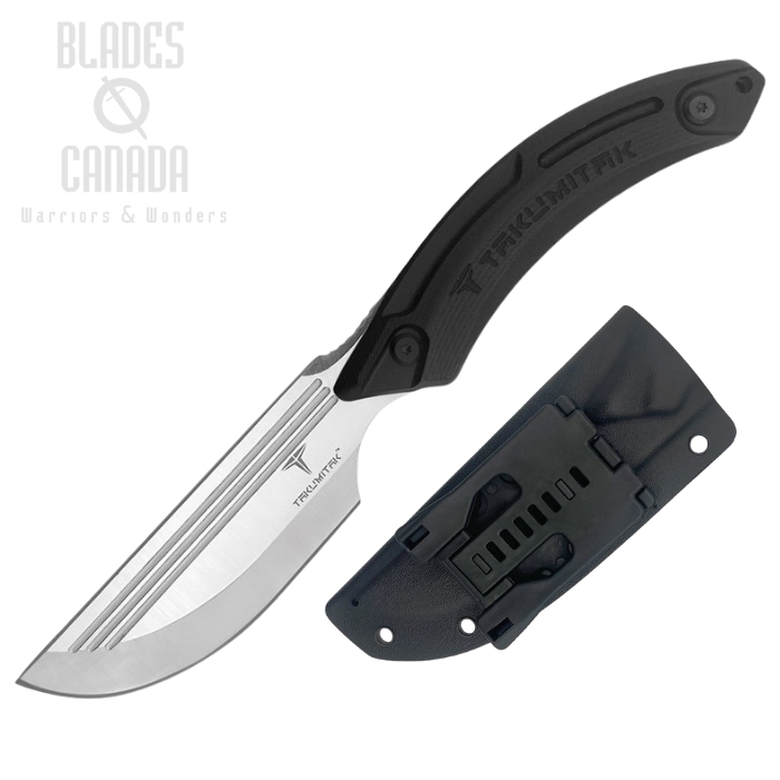 Takumitak Hunter Fixed Blade Knife, D2 Satin, G10 Black, Kydex Sheath, TKF207SL