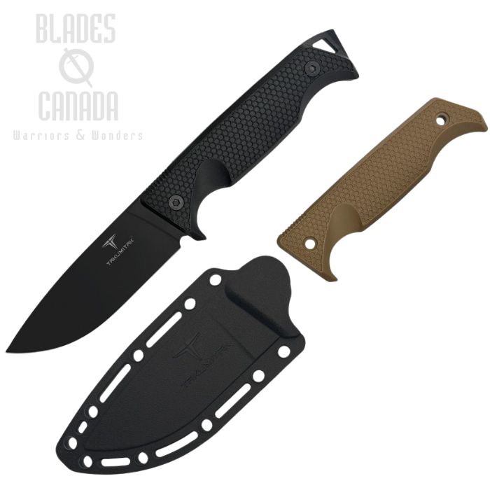 Takumitak Easy Night Fixed Blade Knife, Black Blade, FRN Black, FRN Sheath, TKF304