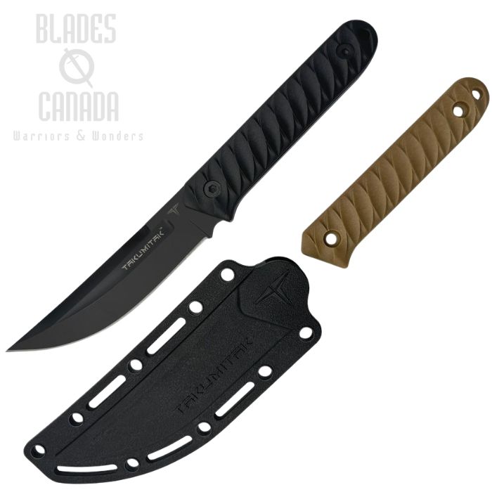 Takumitak Ninja Fixed Blade Knife, Black Blade, FRN Black, FRN Sheath, TKF313