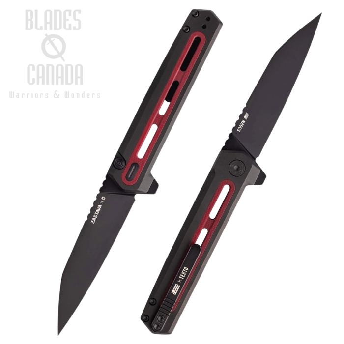 Tekto F4 Echo Flipper Button Lock Knife, S35VN Black, Aluminum Black/G10 Red, F4R_T6GRD_S35BK5_A1 (image for) Tekto F4 Echo Flipper Button Lock Knife, S35VN Black, Aluminum Black/G10 Red, F4R_T6GRD_S35BK5_A1