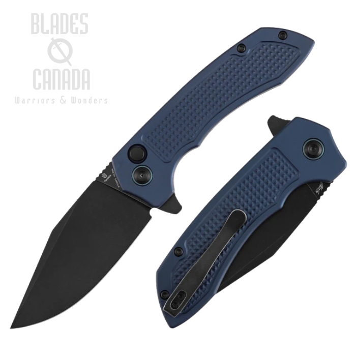 Tenable Entity Button Lock Folding Knife, 14C28N Blackwash, Aluminum Blue, B1036F5 (image for) Tenable Entity Button Lock Folding Knife, 14C28N Blackwash, Aluminum Blue, B1036F5