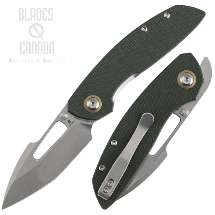 Tenable Link Folding Knife, 14C28N Stonewash, Micarta Green, B1068A5 (image for) Tenable Link Folding Knife, 14C28N Stonewash, Micarta Green, B1068A5