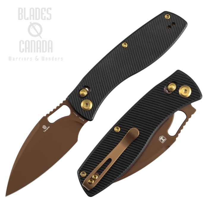 Tenable Heron Crossbar Lock Folding Knife, Nitro V Rose Gold, Aluminum Black, B2124V2 (image for) Tenable Heron Crossbar Lock Folding Knife, Nitro V Rose Gold, Aluminum Black, B2124V2