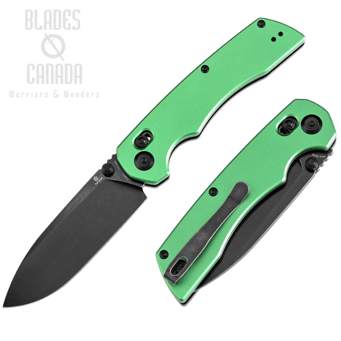 Tenable Kryo Crossbar Lock Folding Knife, 14C28N Blackwash, Aluminum Green, T1001V1