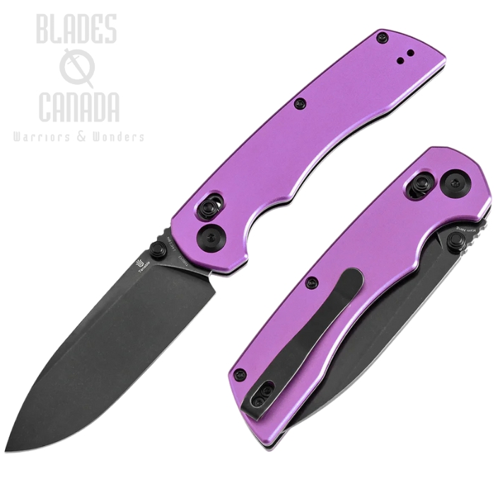 Tenable Kryo Crossbar Lock Folding Knife, 14C28N Blackwash, Aluminum Purple, T1001V2