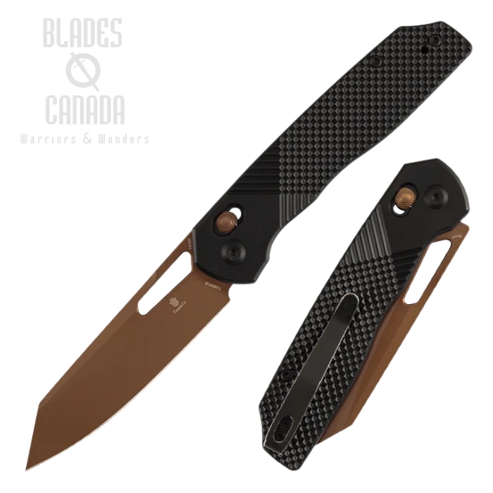 Tenable Shard Cross Bar Lock Folding Knife, 14C28N Rose Gold, Aluminum Black, T1006V10 (image for) Tenable Shard Cross Bar Lock Folding Knife, 14C28N Rose Gold, Aluminum Black, T1006V10
