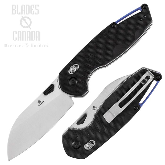 Tenable Model 6 Crossbar Lock Folding Knife, 14C28N Satin, G10 Black, T1022V4