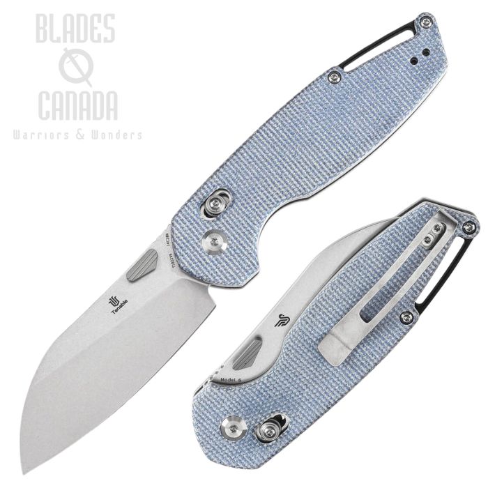 Tenable Model 6 Crossbar Lock Folding Knife, 14C28N SW, Micarta Blue, T1022V6