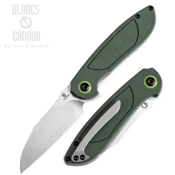 Tenable Prometheus Flipper Folding Knife, 14C28N SW, Micarta Green, T1040A2