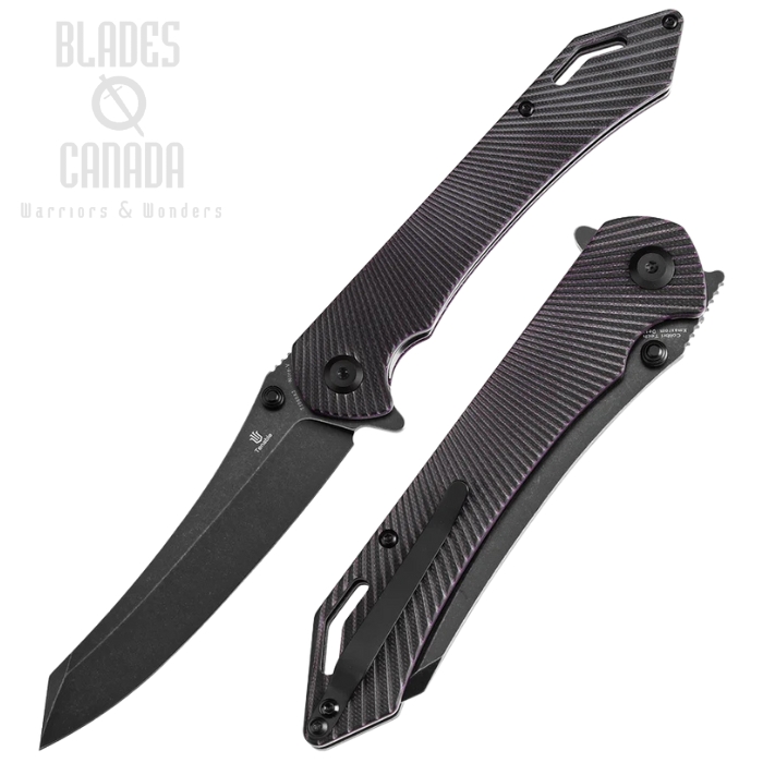 Tenable Colibri Tech Flipper Folding Knife, Nitro-V Black, G10 Black/Purple, T1060A3