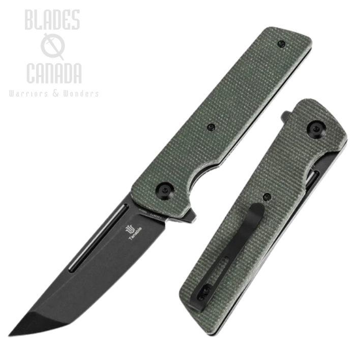 Tenable Anomaly Flipper Folding knife, Nitro-V Black SW Tanto, Micarta Green, T2038T2