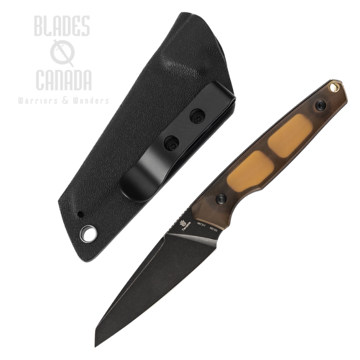 Tenable Parr Fixed Blade Knife, 14C28N Black, PEI/Ultem Amber, Kydex Sheath, G011B6 (image for) Tenable Parr Fixed Blade Knife, 14C28N Black, PEI/Ultem Amber, Kydex Sheath, G011B6