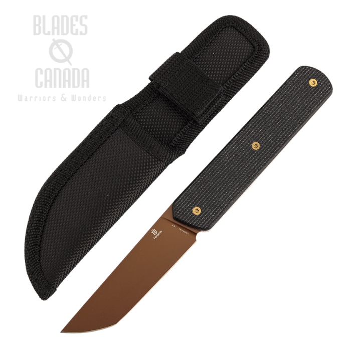 Tenable Foosa Fixed Blade Knife, D2 Rose Gold, Micarta Black, Nylon Sheath, G2020A1 (image for) Tenable Foosa Fixed Blade Knife, D2 Rose Gold, Micarta Black, Nylon Sheath, G2020A1