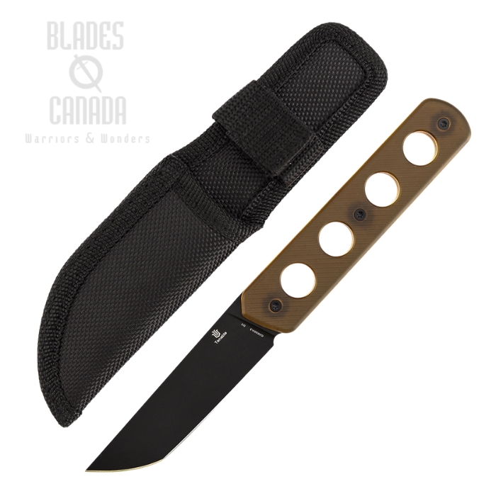 Tenable Foosa Fixed Blade Knife, D2 Black, PEI Amber, Nylon Sheath, G2020A3 (image for) Tenable Foosa Fixed Blade Knife, D2 Black, PEI Amber, Nylon Sheath, G2020A3
