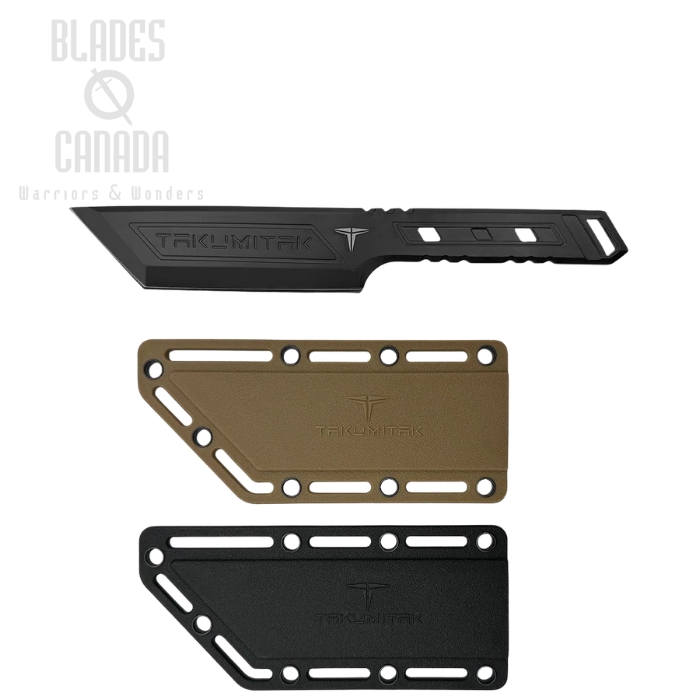 Takumitak Hard End Fixed Blade Knife, Stainless Black, Black Sheath & Extra Coyote Sheath, TKF315 (image for) Takumitak Hard End Fixed Blade Knife, Stainless Black, Black Sheath & Extra Coyote Sheath, TKF315