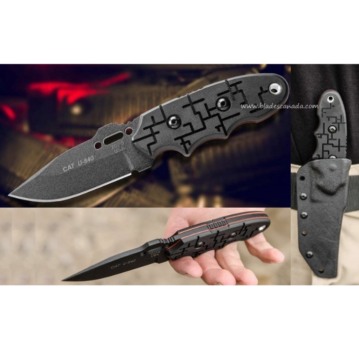 TOPS 200H-01 Fixed Blade Knife, 1095 Carbon, G10 Black, Kydex Sheath, 200H01