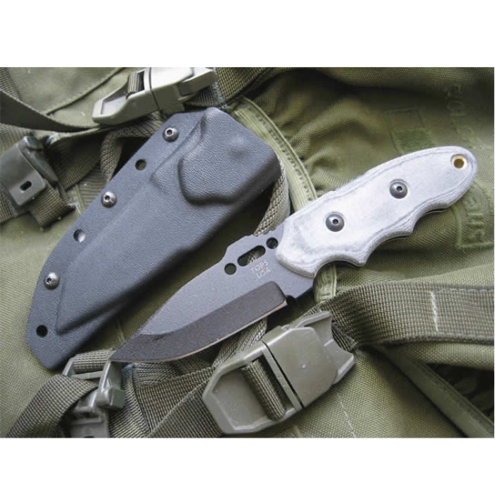 TOPS 200-HPBLM Fixed Blade Knife, 1095 Carbon, Micarta, Kydex Sheath, 200HPBLM