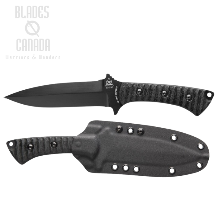 TOPS Szabo Express Fixed Blade Knife, 1095 Black Cerakote, Micarta Black, Kydex Sheath, SZEX-01