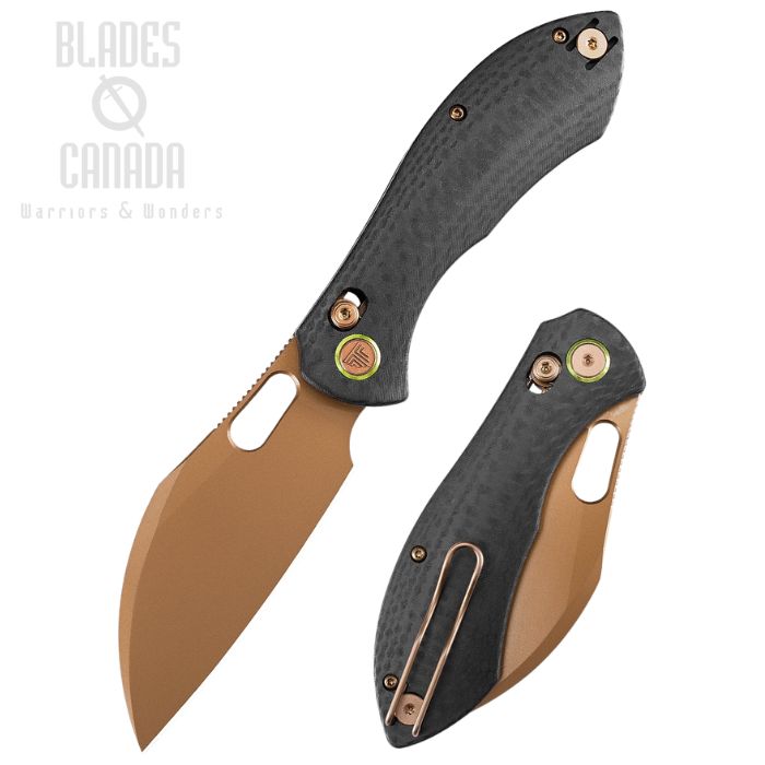 Trivisa Batwing Crossbar Lock Folding Knife, 14C28N Rose Gold, G10 Black/Carbon Fiber, JM10L-CG-14 (image for) Trivisa Batwing Crossbar Lock Folding Knife, 14C28N Rose Gold, G10 Black/Carbon Fiber, JM10L-CG-14