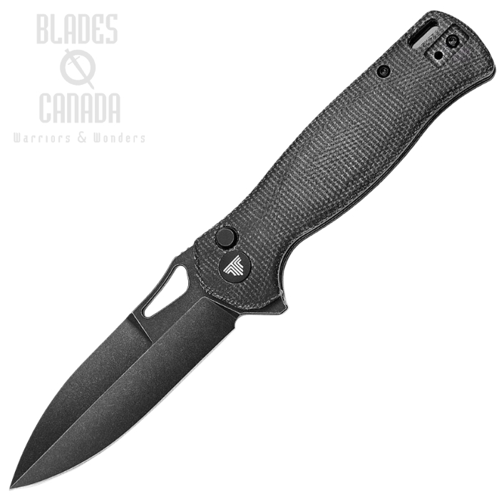 Trivisa Crateris-04 Flipper Button Lock Knife, 14C28N Black SW, Micarta Black, TVTY16M14 (image for) Trivisa Crateris-04 Flipper Button Lock Knife, 14C28N Black SW, Micarta Black, TVTY16M14