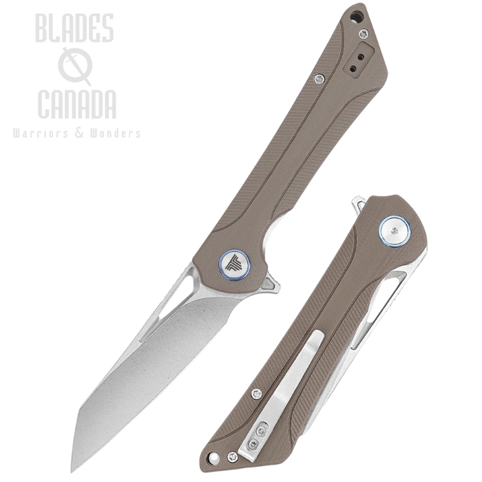Trivisa Monoceros-03D Flipper Folding Knife, 14C28N Satin/SW, G10 Desert, TVTY25DG14 (image for) Trivisa Monoceros-03D Flipper Folding Knife, 14C28N Satin/SW, G10 Desert, TVTY25DG14