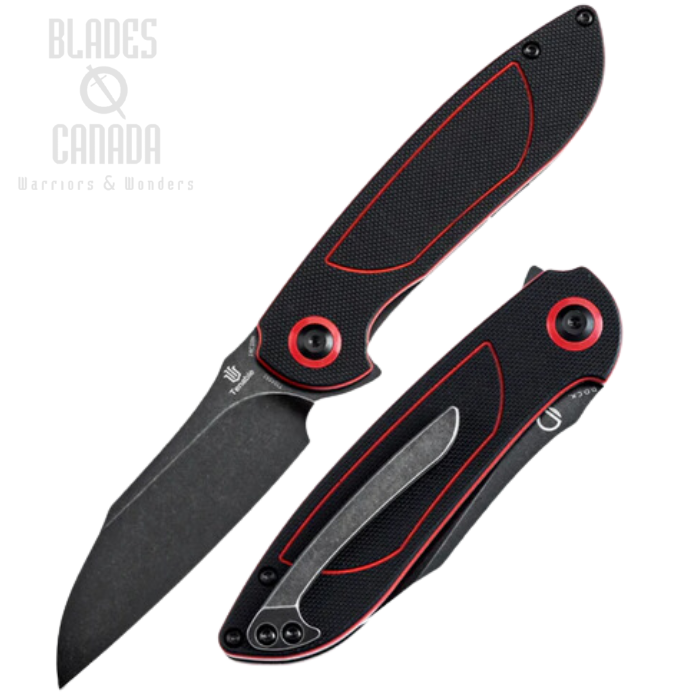 Tenable Prometheus Flipper Folding Knife, 14C28N Blackwash, G10 Black/Red, T1040A1