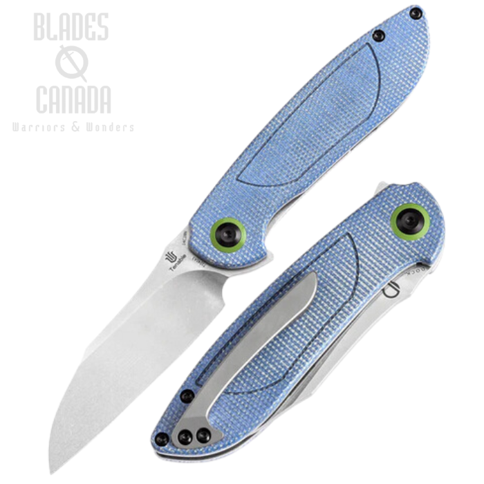 Tenable Prometheus Flipper Folding Knife, 14C28N SW, Micarta Blue, T1040A3