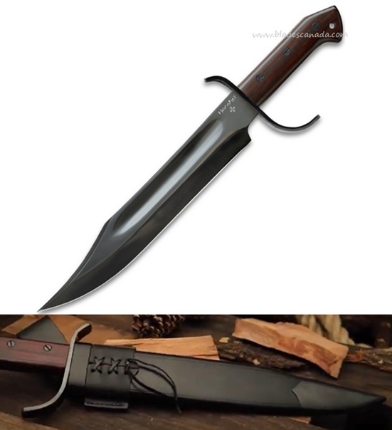 United Cutlery Honshu Historic Forge Pioneer Bowie Knife, Carbon, Leather Sheath, UC3545