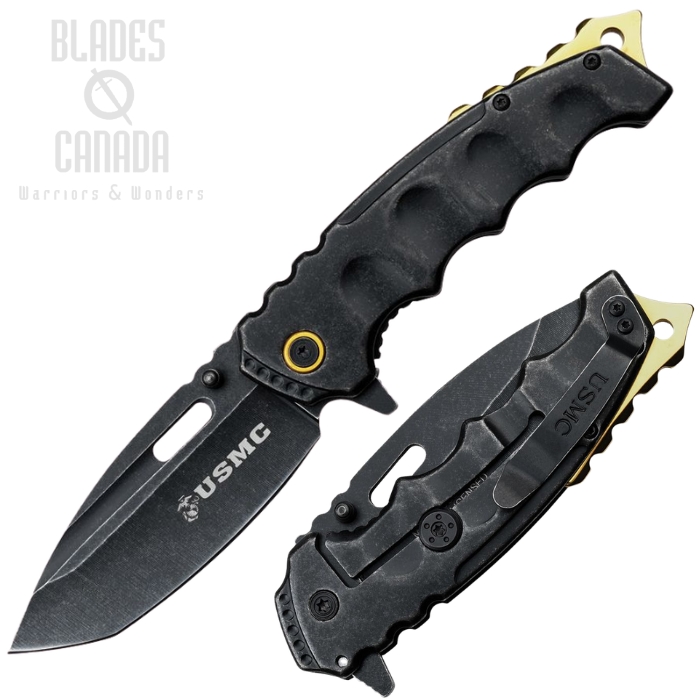 Master Cutlery Flipper Framelock Knife, Assisted Opening, Stainless Black, Gold TiNi Hardware, M-A1066GSW (image for) Master Cutlery Flipper Framelock Knife, Assisted Opening, Stainless Black, Gold TiNi Hardware, M-A1066GSW