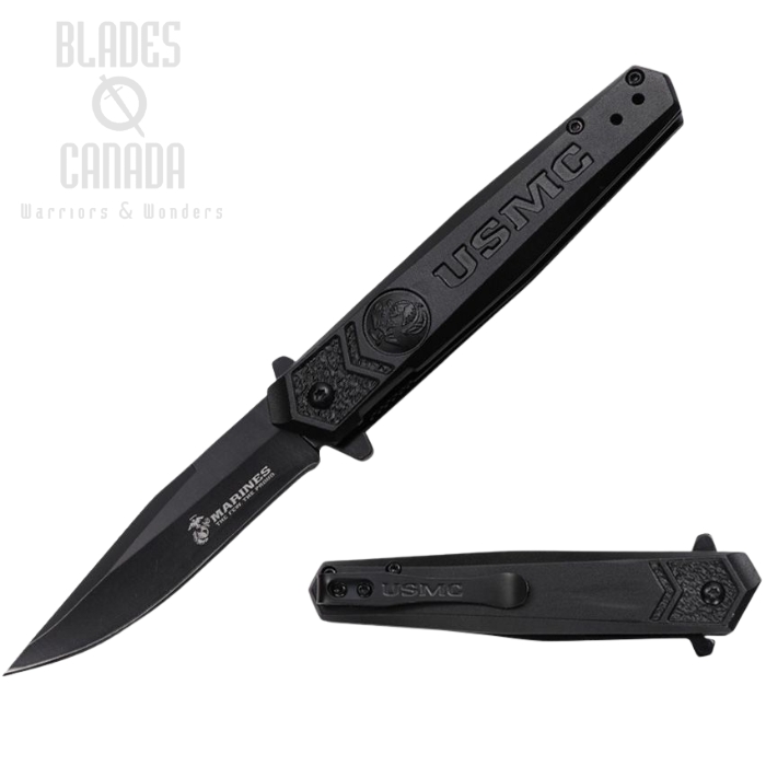 Master Cutlery Flipper Folding Knife, Assisted Opening, Stainless Black, Aluminum Black, M-A3009BK (image for) Master Cutlery Flipper Folding Knife, Assisted Opening, Stainless Black, Aluminum Black, M-A3009BK