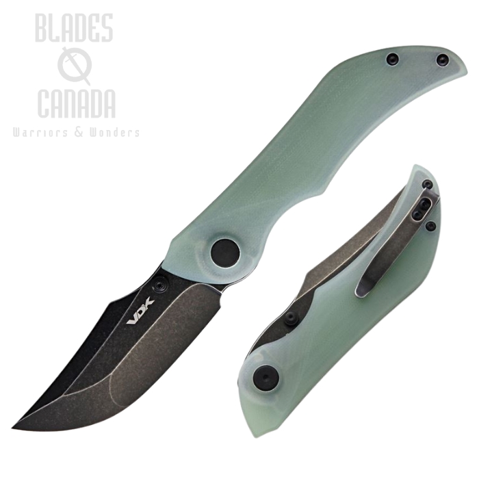 VDK Knives Talisman Folding Knife, D2 Black SW, G10 Jade, VDK022