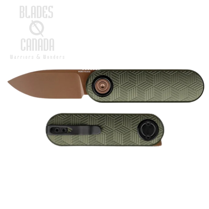 Vosteed Corgi V Vanchor lock Front Flipper Folding Knife, 14C28N Copper Dune, Aluminum Green, A3724 (image for) Vosteed Corgi V Vanchor lock Front Flipper Folding Knife, 14C28N Copper Dune, Aluminum Green, A3724