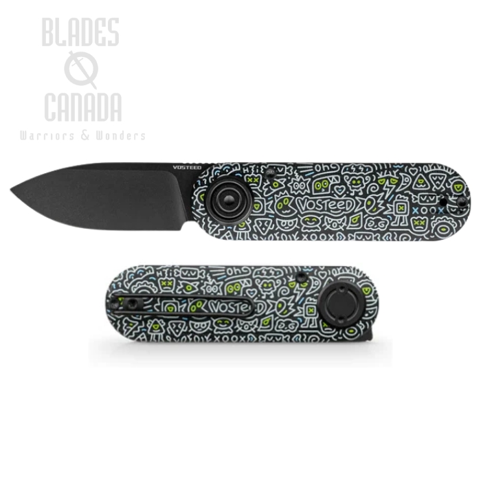 Vosteed Corgi V Vanchor lock Front Flipper Foling Knife, 14C28N Black SW, G10 Doodle Monster, A3726 (image for) Vosteed Corgi V Vanchor lock Front Flipper Foling Knife, 14C28N Black SW, G10 Doodle Monster, A3726