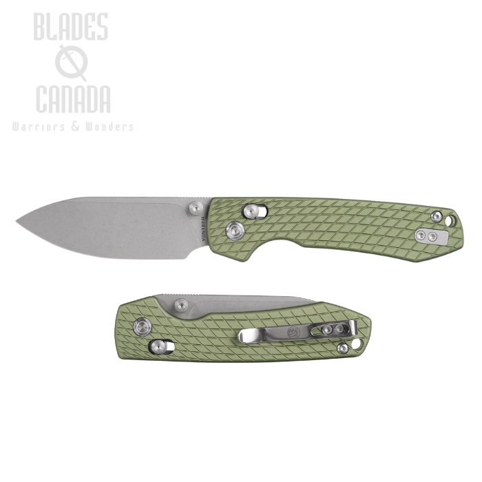 Vosteed Raccoon Crossbar Lock Folding Knife, Nitro-V SW, Aluminum Green, A0514