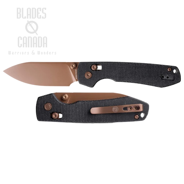 Vosteed Raccoon Crossbar Lock Folding Knife, 14C28N Copper Dune, Micarta Black, A0539 Vosteed Raccoon Crossbar Lock Folding Knife, 14C28N Copper Dune, Micarta Black, A0539