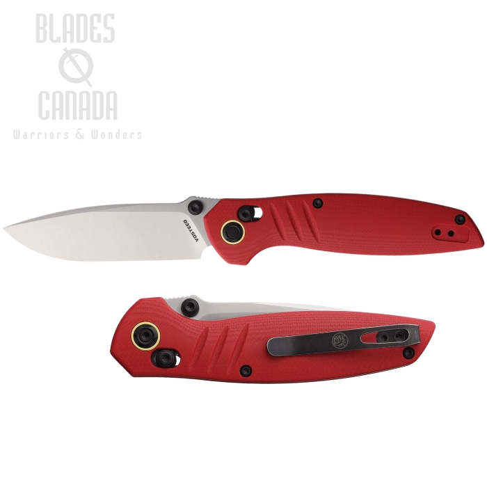 Vosteed Corsair Crossbar Lock Folding Knife, Nitro-V Satin, G10 Red, A0805