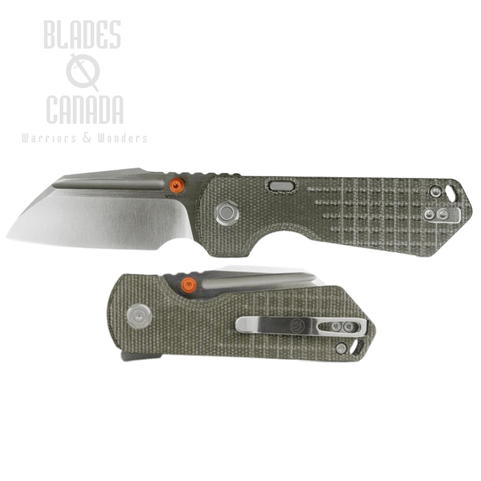 Vosteed Hedgehog Flipper Folding Knife, S35VN Satin, Micarta Olive Green, A1311 Vosteed Hedgehog Flipper Folding Knife, S35VN Satin, Micarta Olive Green, A1311