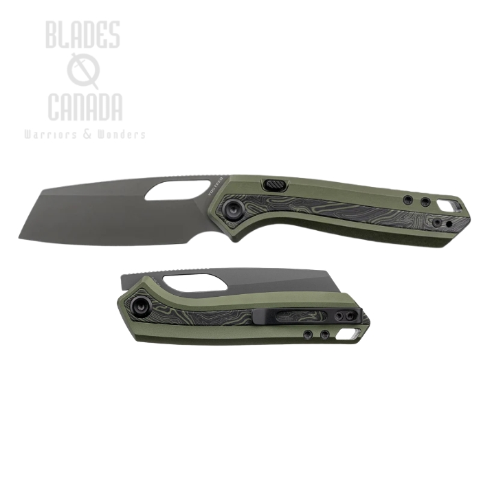 Vosteed Kroc 329 Button Liner Lock Folding Knife, S35VN Destroyer Gray, Aluminum Olive Green, A1812 (image for) Vosteed Kroc 329 Button Liner Lock Folding Knife, S35VN Destroyer Gray, Aluminum Olive Green, A1812