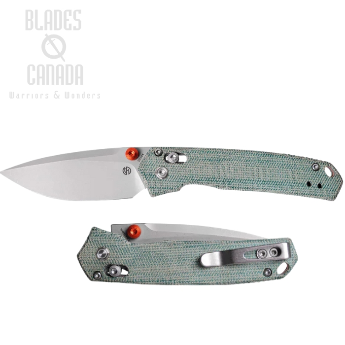 Vosteed Mini Psyop Crossbar Lock Folding Knife, Elmax Stonewash, Norplex UltreX Micarta Teal, A2305