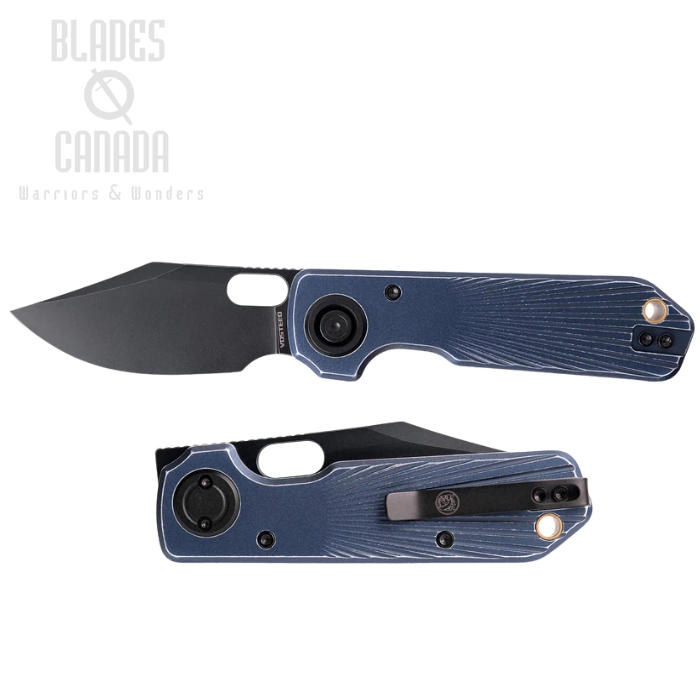 Vosteed Akita Vanchor Lock Folding Knife, S35VN Black SW, Aluminum Delft Blue, A2401