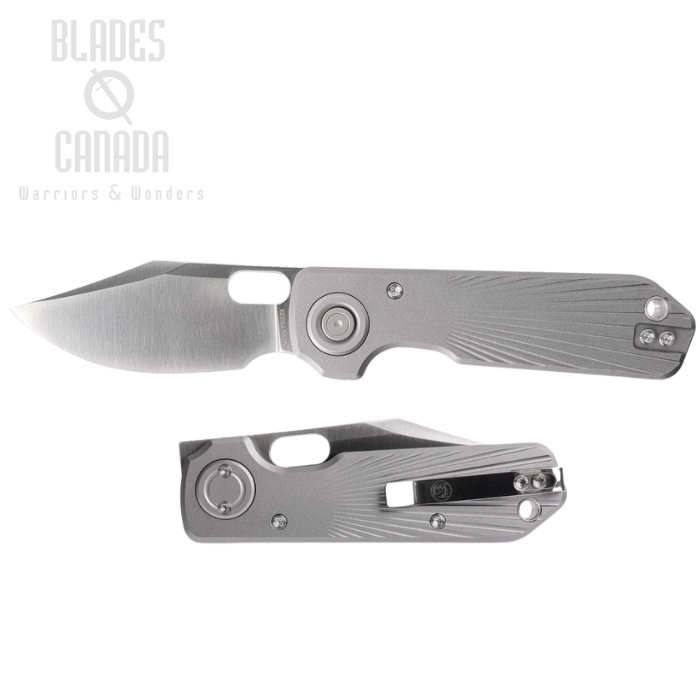 Vosteed Akita Vanchor Lock Folding Knife, S35VN Satin, Aluminum Gray, A2402