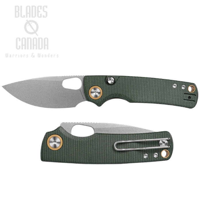 Vosteed Porcupine Folding Knife, 14C28N Stonewash, Micarta Green, A2603