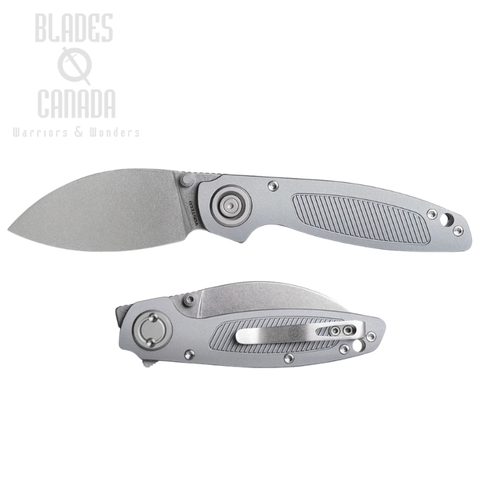 Vosteed Shilin Cutter Vanchor Lock Folding Knife, Elmax Stonewash, Aluminum Gray, A2805