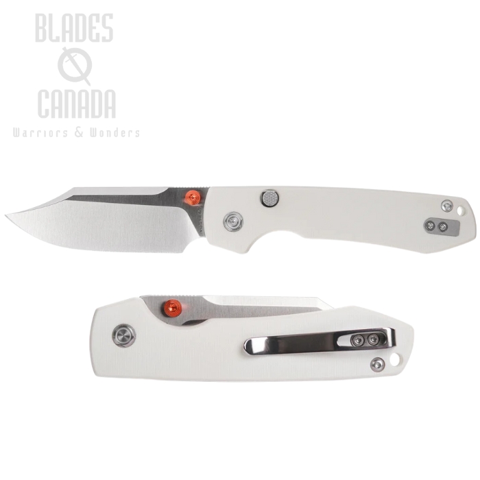 Vosteed Raccoon Folding Knife, 14C28N Satin, G10 White, A2912