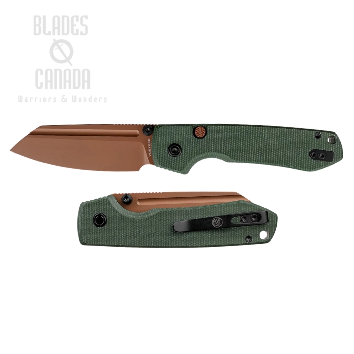 Vosteed Raccoon 2.0 Button Liner Lock Folding Knife, 14C28N Copper Dune, Micarta Green, A2929 (image for) Vosteed Raccoon 2.0 Button Liner Lock Folding Knife, 14C28N Copper Dune, Micarta Green, A2929