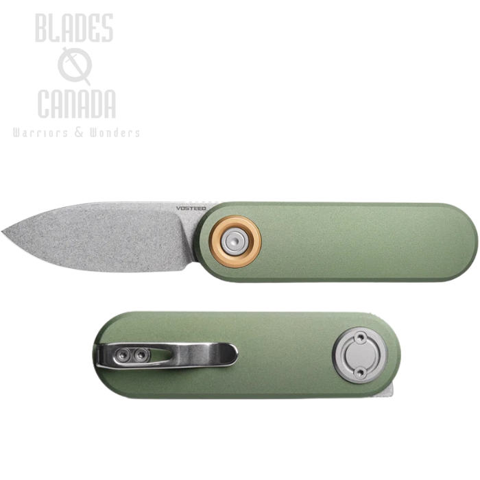 Vosteed Corgi V Vanchor Lock Folding Knife, 14C28N SW, Aluminum Green, A3702