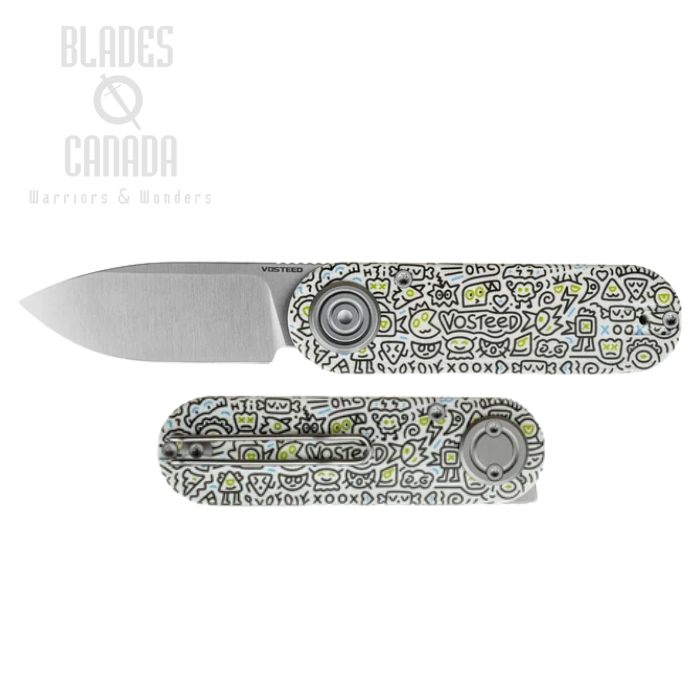 Vosteed Corgi V Vanchor lock Front Flipper Folding Knife, 14C28N Satin, G10 Doodle Monster, A3727 (image for) Vosteed Corgi V Vanchor lock Front Flipper Folding Knife, 14C28N Satin, G10 Doodle Monster, A3727