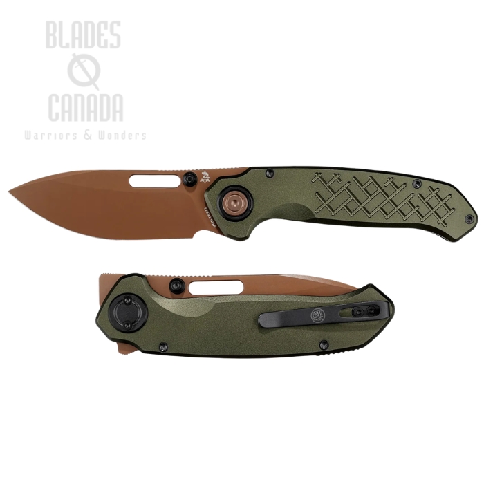 Vosteed Zander Flipper Vanchor Lock Folding Knife, S35VN Copper Dune, Aluminum Olive Green, A4604 (image for) Vosteed Zander Flipper Vanchor Lock Folding Knife, S35VN Copper Dune, Aluminum Olive Green, A4604
