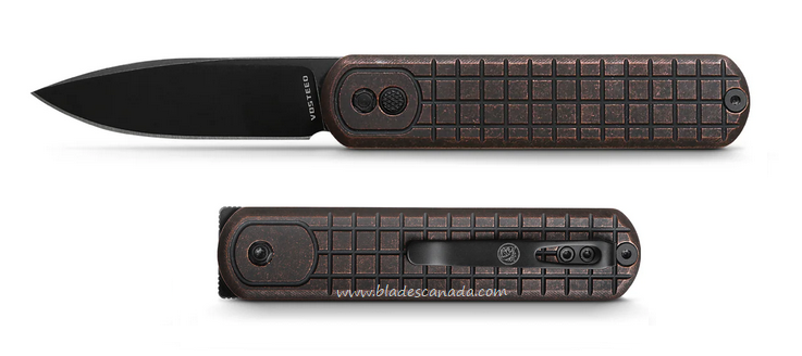 Vosteed Corgi Trek Lock Folding Knife, Nitro-V Black, Copper Handle, CG29NTORF