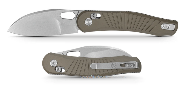Vosteed Morel Folding Knife, N690 Stonewash, Aluminum Brown, A1004